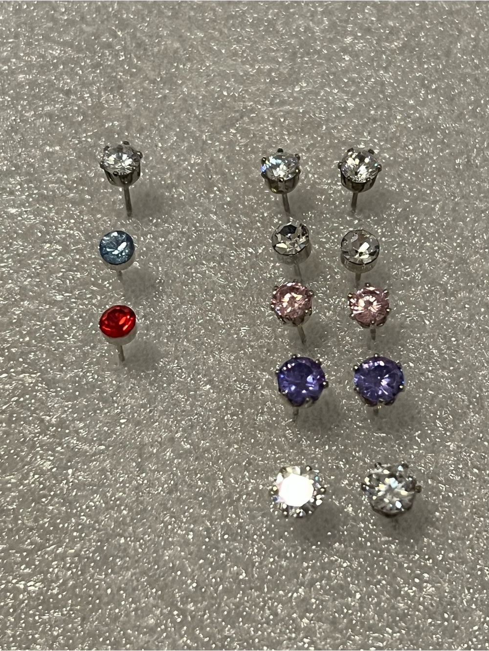 Classic Multi-Color Rhinestone Stud Earring Set - Silver Tone